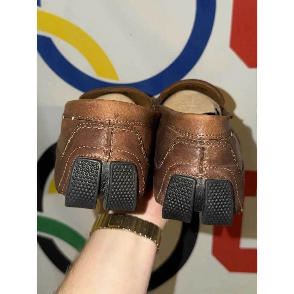 Clarks Loafers Mens 13 Brown Leather Slip On Dress Shoes Soft Cushion Ortholite